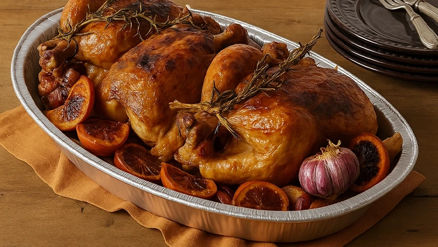 Roast chicken with orange and rosemary